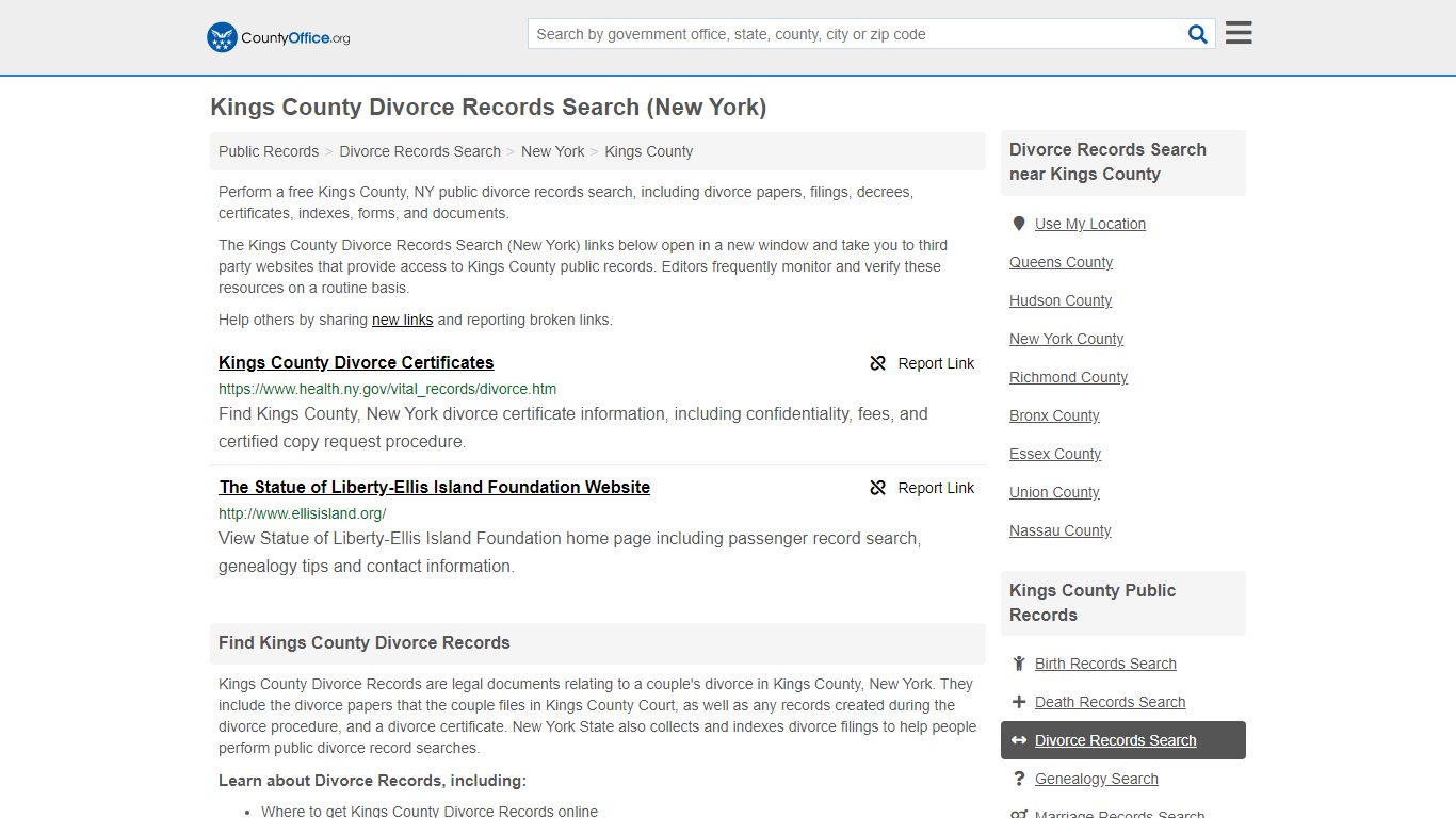 Kings County Divorce Records Search (New York) - County Office